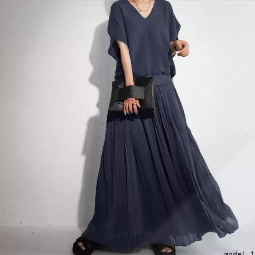 【再入荷予定】欠かせない ファッション 切り替え Aライン Vネック ロング カジュアルワンピース