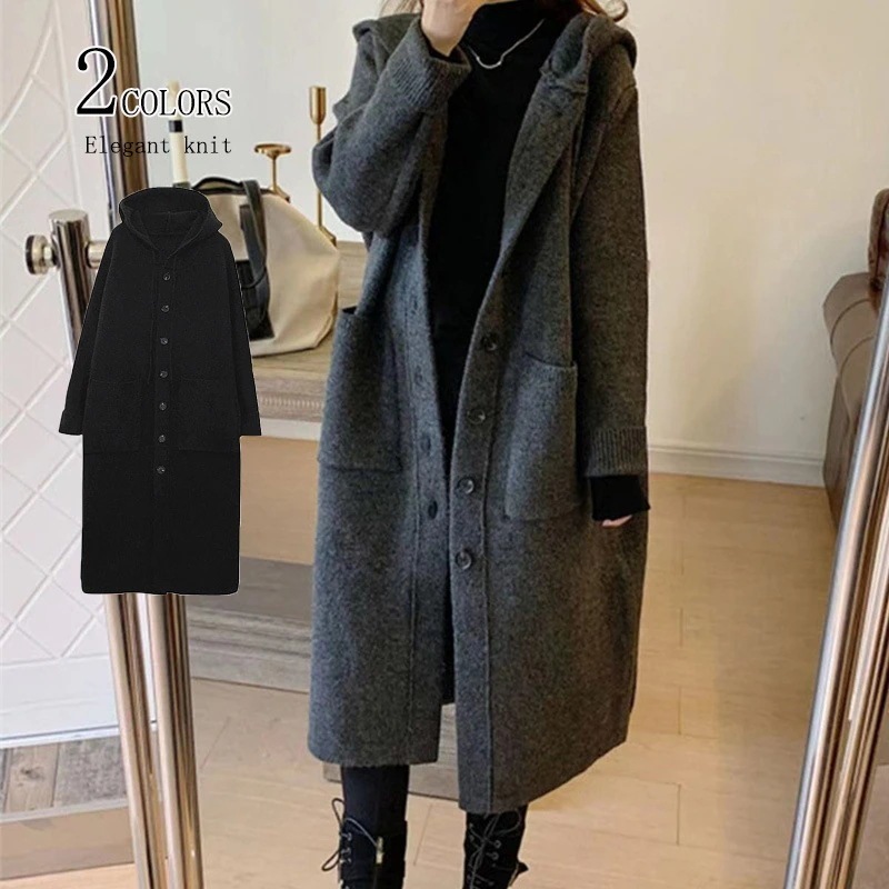 カーディガン ニット ニットコート レディース ニット セーター ニットセーター ロング丈 ロングコート 無地 羽織り 羽織 アウター コーディガン ロングカーディガン ゆったり 体型カバー ノーカラ