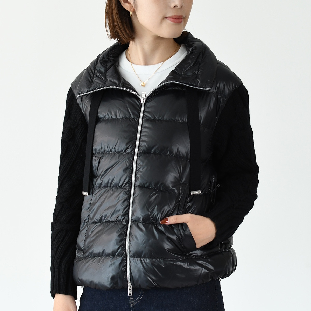 ダウン アウター ジャケット ナイロン ウルトラライト＆インフィニティ ブレード RESORT ケープ PI00121DR12017 レディース ブラック 異素材