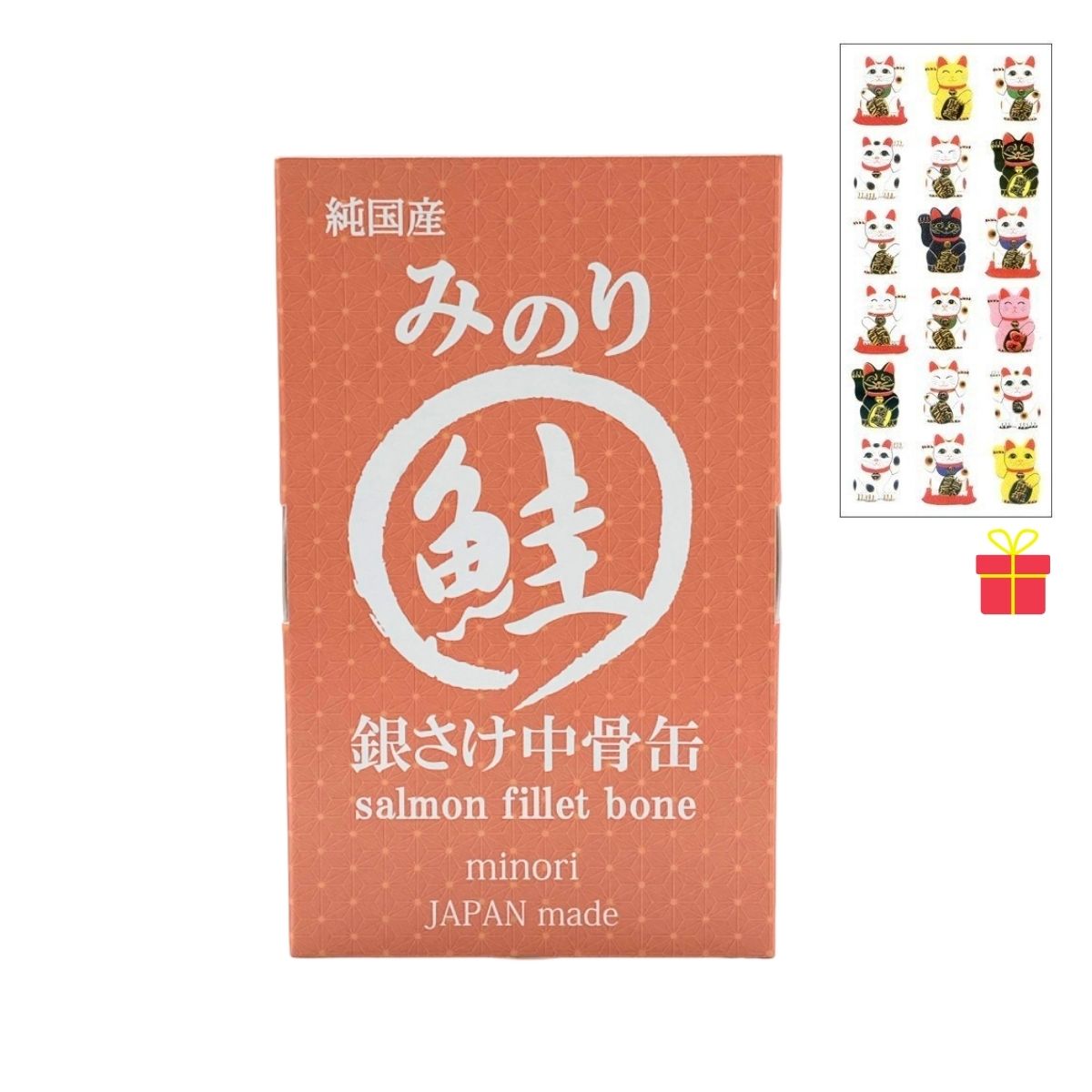 日本のみのり 銀さけ中骨缶 100g×144缶【6ケース】【金運招き猫シール1枚付】鮭缶 犬猫用 ペットフード 魚 国産 無添加 サンユー研究所