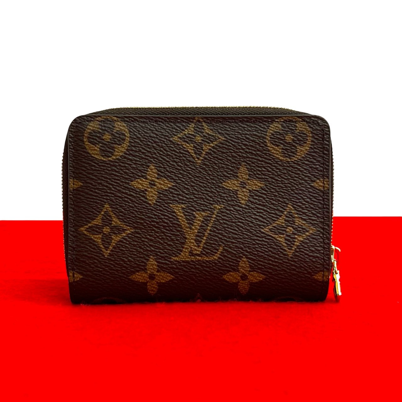 ポルトフォイユ ルー モノグラム二つ折り財布 レザー PVC ブラウン 2400a