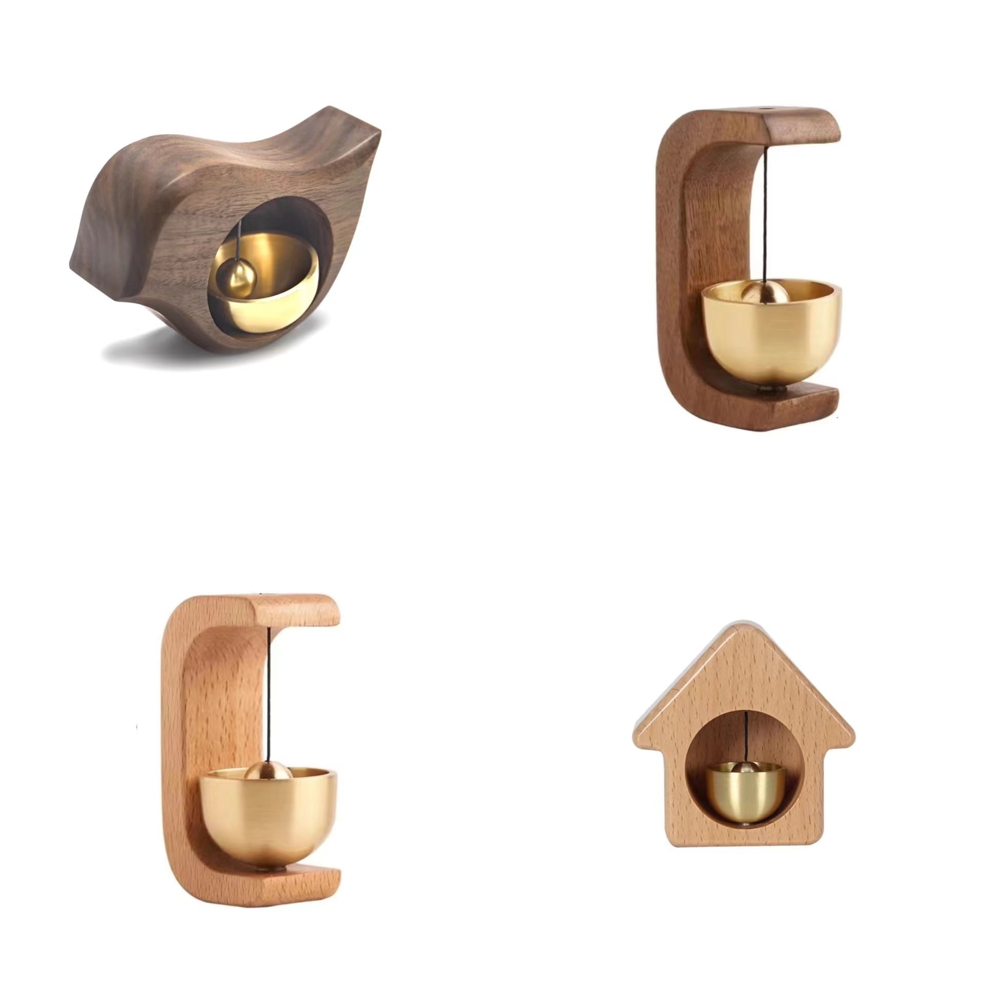 車のドア開閉リマインダー銅製ベル入口磁気ドーパミンドアベルブナ材風鈴ウォールナットドアベル