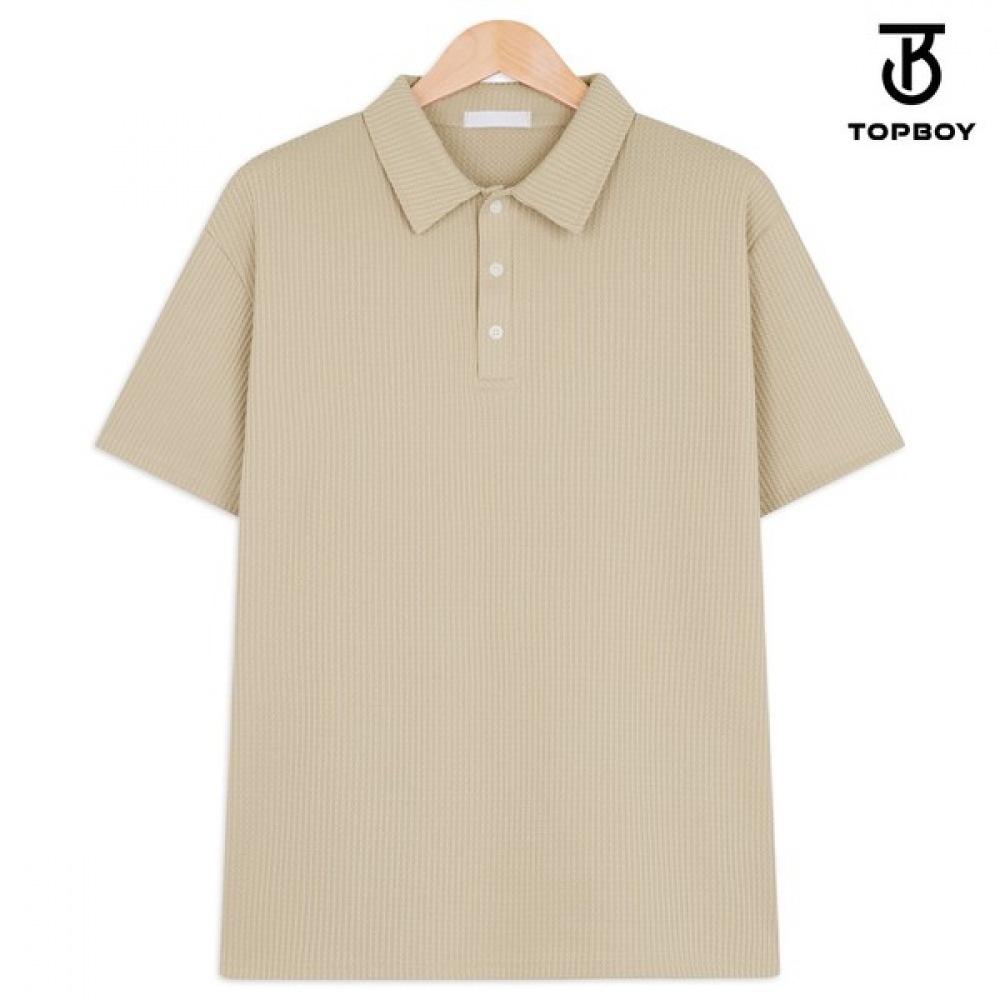 (TOPBOY) クールサマーワッフルカラー半袖ニット (GY010)