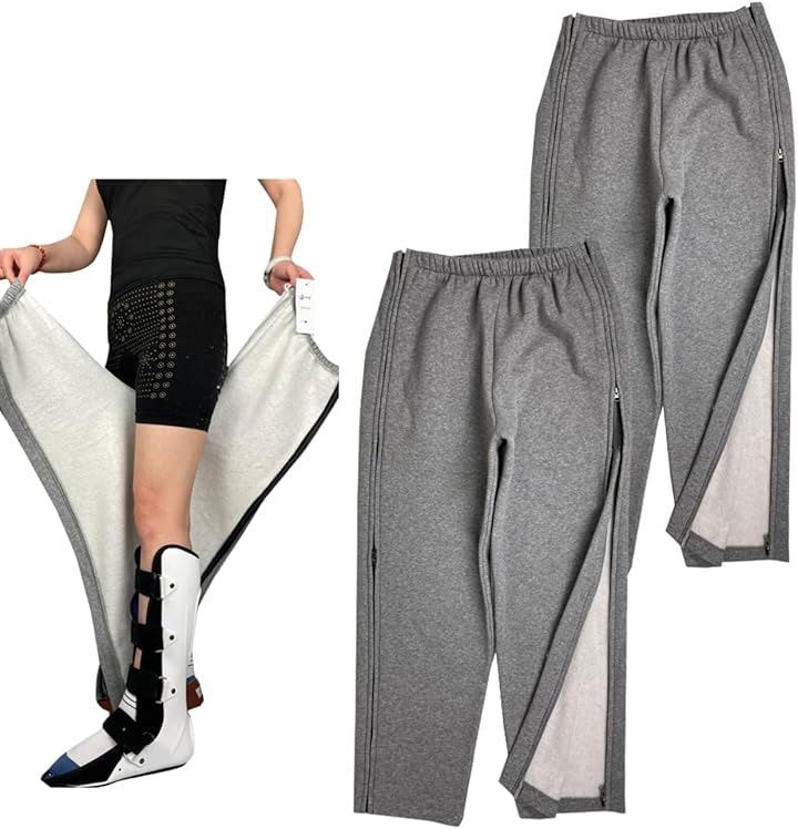 介護用ズボン フルオープン 寝たまま 簡単着替え 春夏秋冬 両脇ファスナー 全開 介護ズボン 介護用衣類 寝たきり 男女兼用 入院 骨折 高齢者 介護パンツ(グレー 2, L)