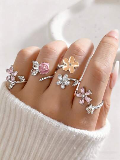 Qoo10] 4個セット かわいいピンクのバラの花 調 : ヘア