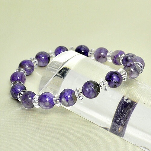 パワーストーン ブレスレット チャロアイト AAAAAA 平珠水晶 天然石