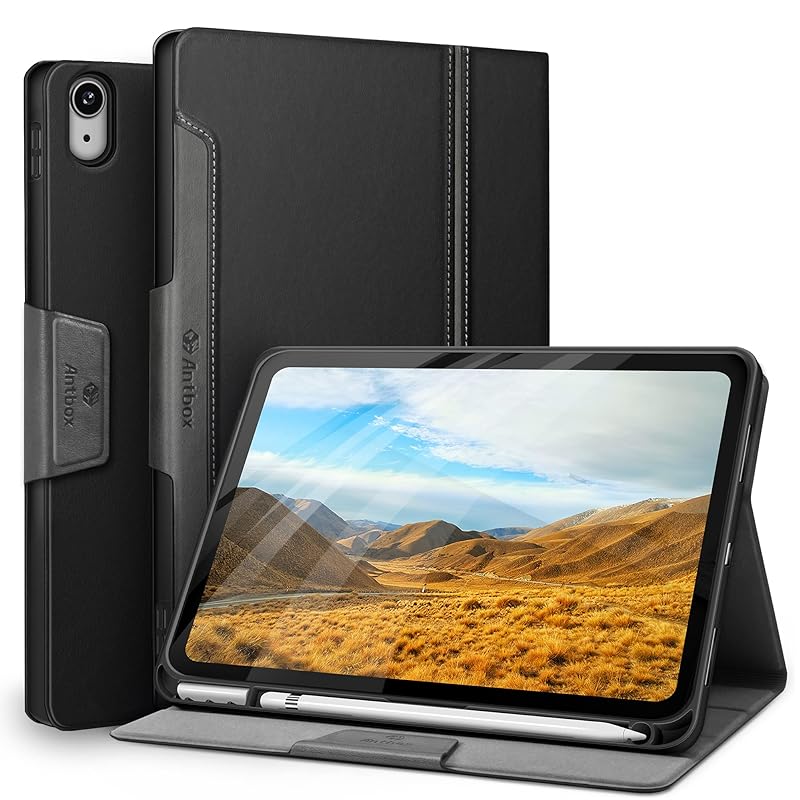 Antbox iPad 第10世代 ケース 10.9インチ (2022年10月 高級ソフトPUレザー製 ひび割れ防止 耐衝撃 アップルペンシル収納可 オートスリープ＆スタンド機能付き 全面保護 iPa