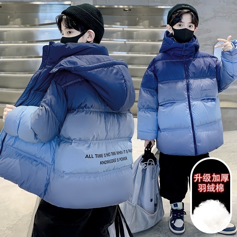 キッズ冬季中綿コート 韓国風男の子アウター ジュニア向け加绒 保温冬装中綿ジャケット キッズ　アウター