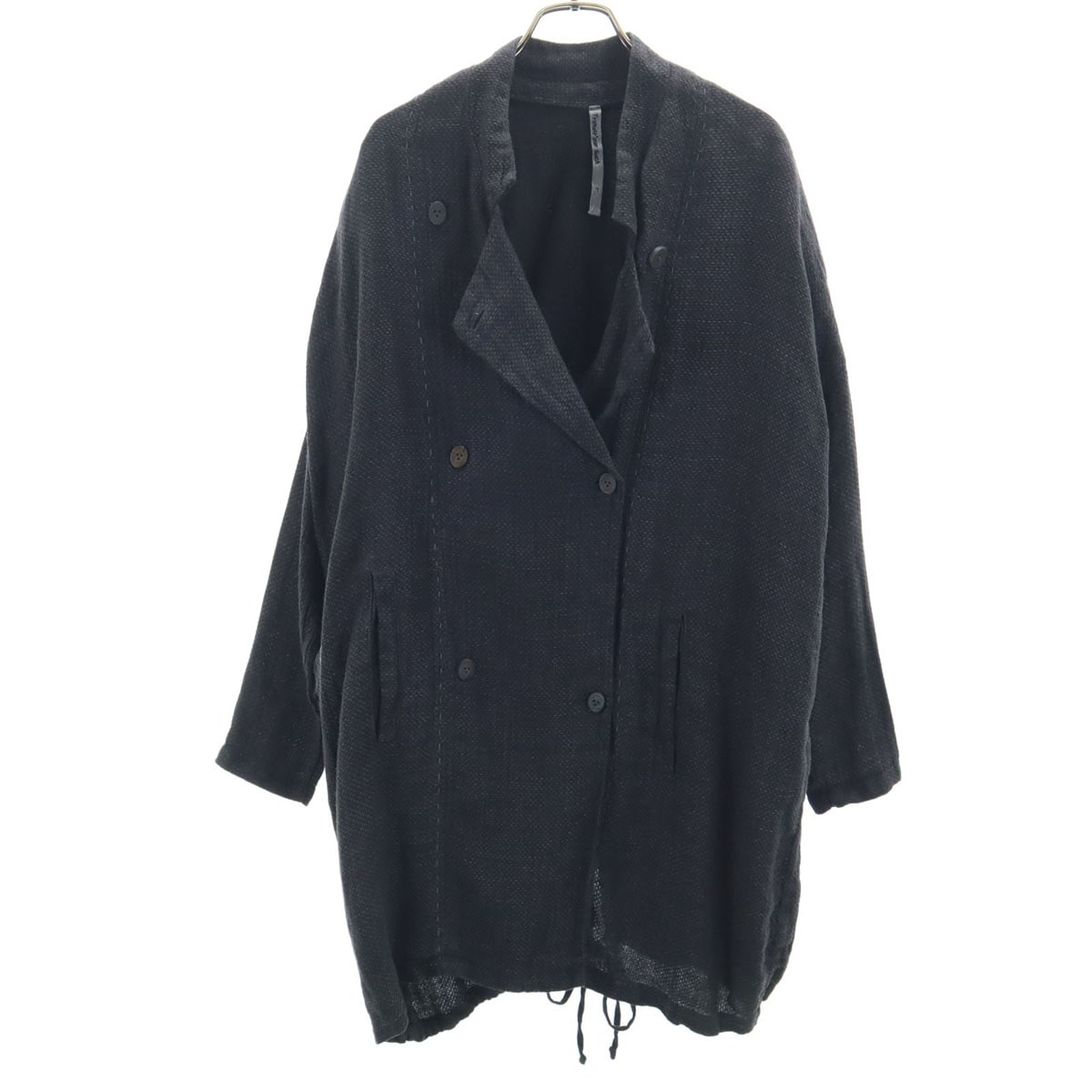 TRANSIT トランジット イタリア製 リネン ダブルブレスト コート 1 チャコールグレー レディース 古着