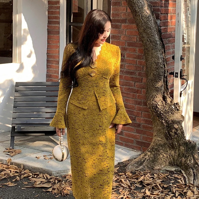 大きいサイズ XL-5XL 高級感 フランス風 レトロ レース ワンピース フリル タイト ロングワンピース フォーマル パーティー メガ割