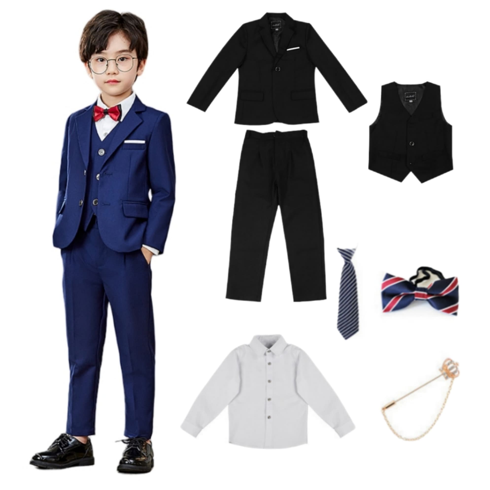 【送料無料】7点セット 子供 スーツ キッズ こども 男の子 子供服 フォーマル 上下セット 七五三 入学式 卒業式 結婚式 おしゃれ タキシード キッズ 入学式 卒園式 フォーマルスーツ 子供服フォ