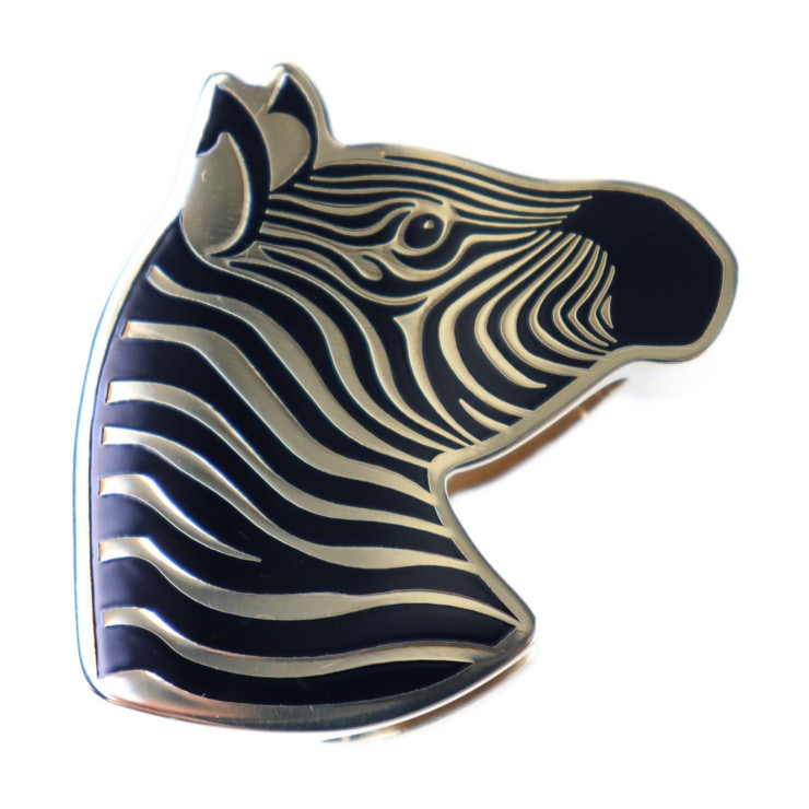 新品未使用展示品 HERMES エルメス スカーフリング スクエアリング 90 メタル ゴールド ブラック ゼブラ シマウマ 本物保証 中古