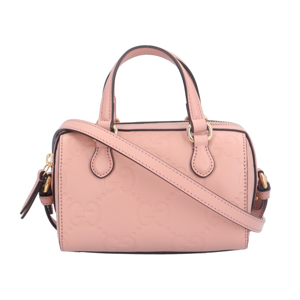 グッチ GGスーパーミニバッグ ショルダーバッグ レザー 790130 ピンク GUCCI 中古 美品