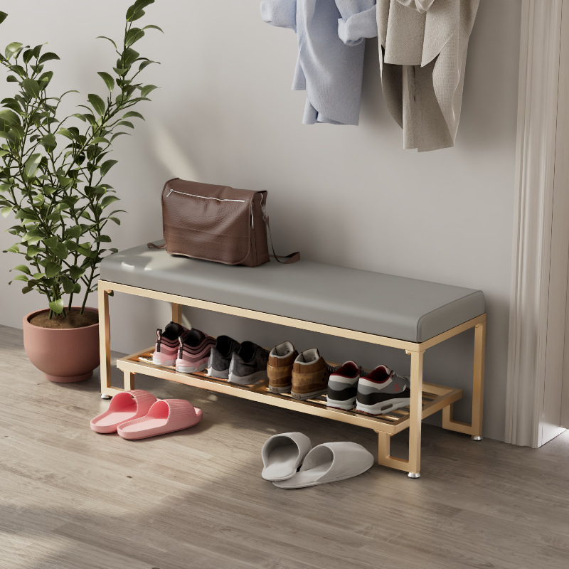 ロング スツール PUレザー 靴交換 幅 100cm チェア シューズラック 付き おしゃれ かわいい ベンチシート 玄関 収納 グレー ベージュ