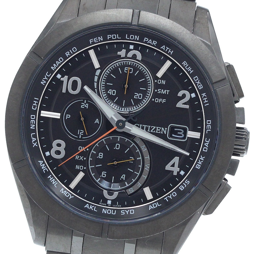 シチズン CITIZEN AT8166-59E アテッサ エコドライブ デイデイト ソーラー電波 メンズ 保証書付き_942267【中古】