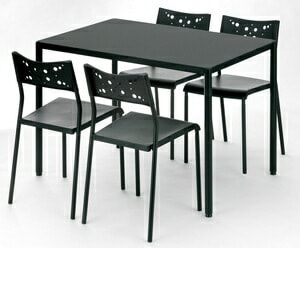 ダイニングセット ブラック 1107574 T8-GD110BK 5個セット TKD ガラスダイニング 5点セット