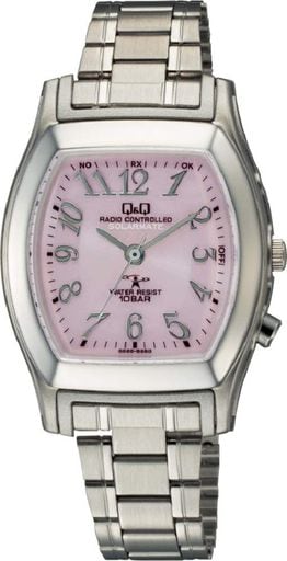 [キューアンドキュー] 腕時計 アナログ 電波 ソーラー 防水 メタルバンド ピンク HJ05-205 レディース シルバー 19,300円