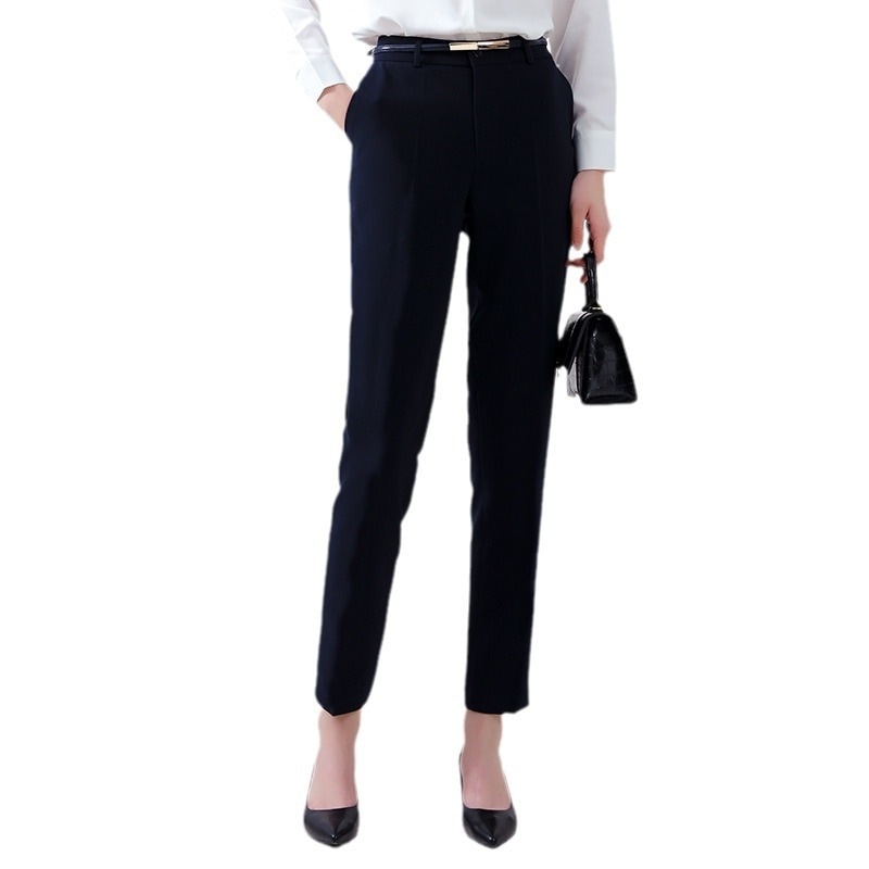 細身レディース9分丈パンツビジネススーツパンツ伸縮性ハイウエストスリムストレートカジュアルパンツ 4,632円