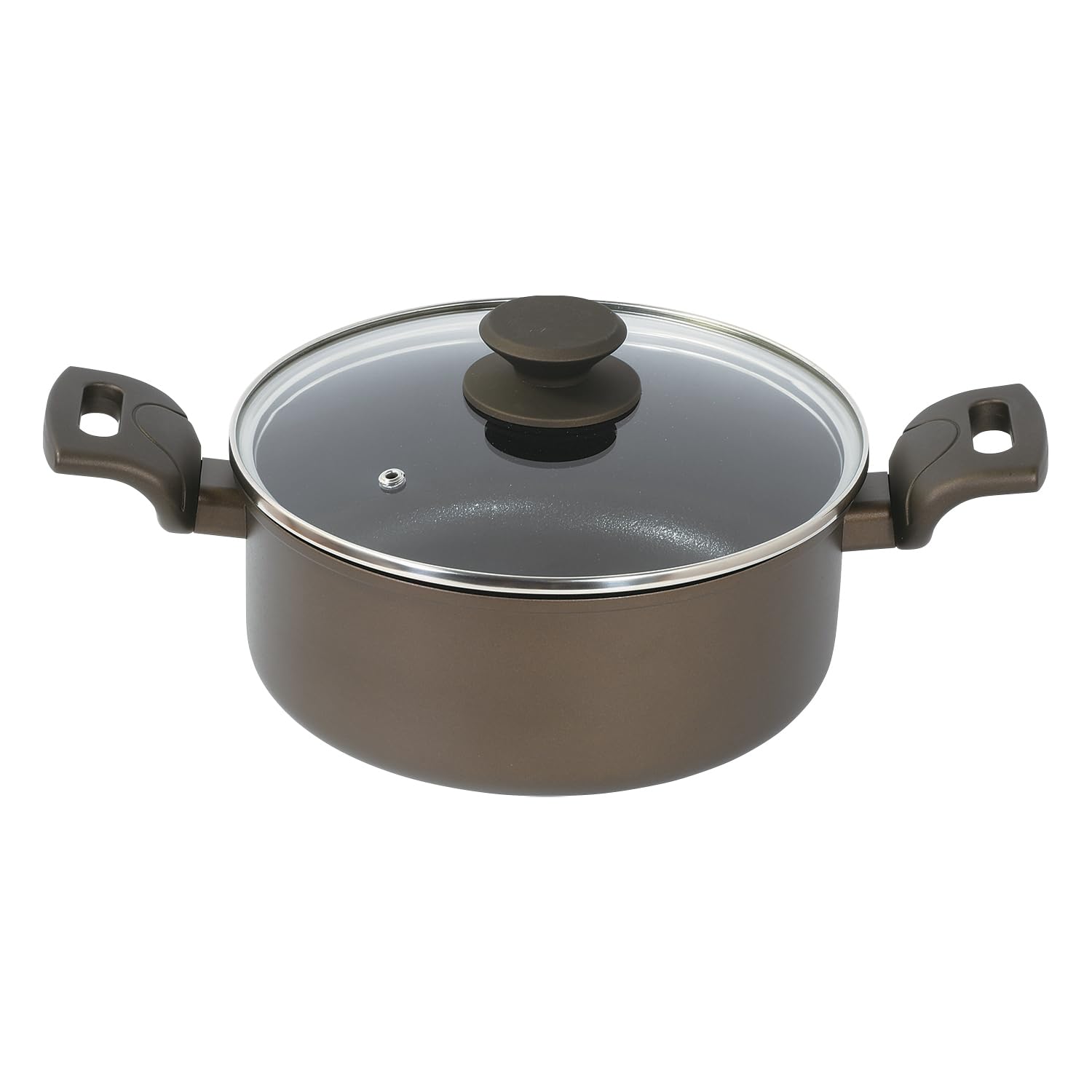 パール金属 両手鍋 22cm ガラス蓋付 IH対応 アップハンドル 耐摩耗試験100万回クリア 金属ヘラ対応 ロングライフメガストーン2 HC-194