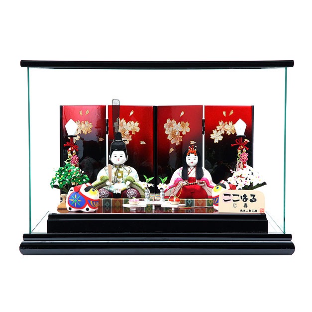 雛人形 ひな人形 お雛様 おひなさま かわいい 手作り 2025年 新作 秀光 限定品 送料無料 コンパクトミニ 初節句 ひな祭り 木目込み 親王 二人 ２人 平飾り ケース ここはる 心春 春萌 硝