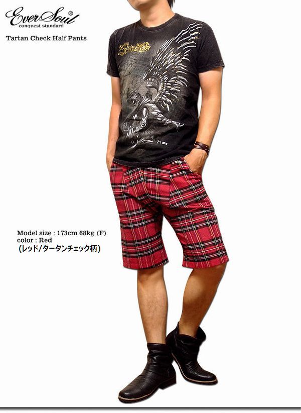 ショート ハーフパンツ ボトムス パンツ メンズファッション タータンチェック柄 サルエルシルエット