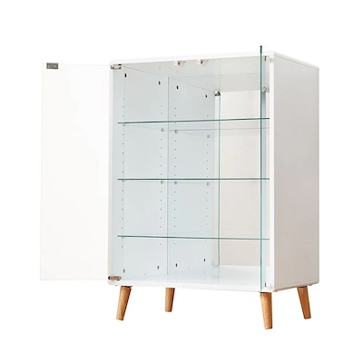 【国内即日発送】コレクションケース ワイド 大容量 コレクションシェルフ ガラスディスプレイキャビネット 4段 高さ調節可能 背面ミラー 強化ガラス棚 サイズ：幅60*奥行43*高さ88CM