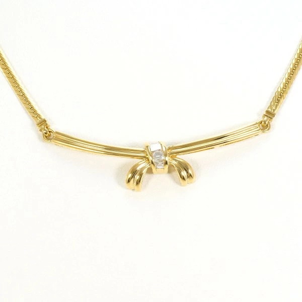 18K YG ネックレス ダイヤ 0.21 カード鑑別書 約40cm ジュエリー 中古