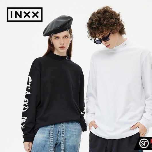 【】スタンバイトレンドブランドカップル同系ハーフタートルネック長袖Tシャツ袖ボトムトップスプリント
