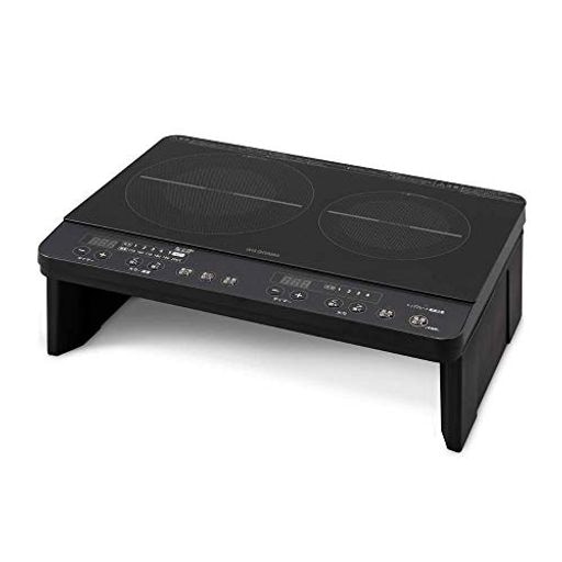 2口 IHクッキングヒーター 工事不要 1400W 100V 脚付き ブラック IHK-W13S-B