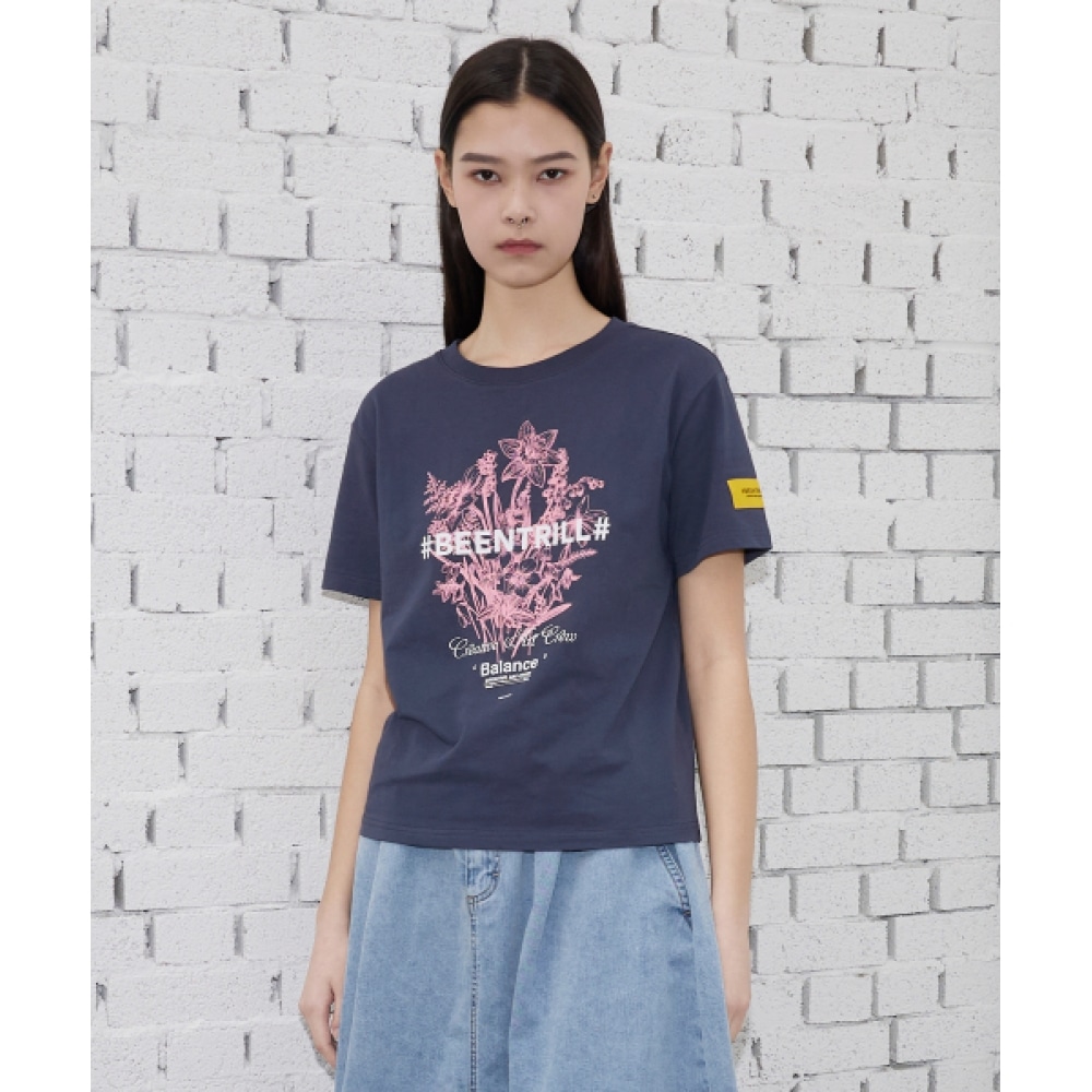 BEENTRILL レディースアーバンガーデニングコンフォートフィット半袖Tシャツ (ライトインディゴ)
