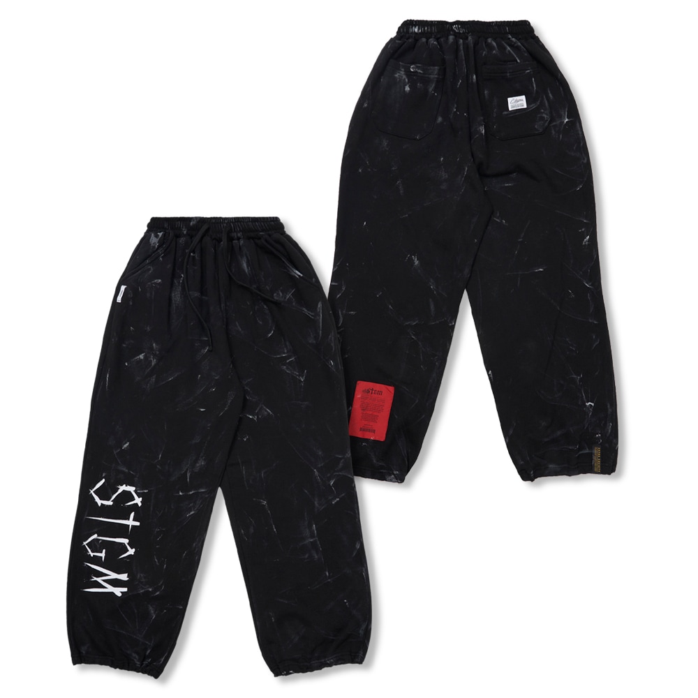 Dirty Washed Wide Jogger Pants Black