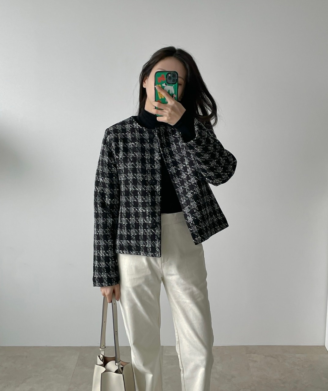 [2color] Check Tweed Jk