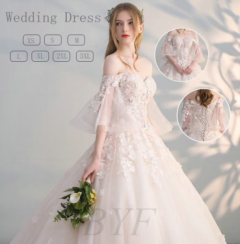 ウエディング マーメイドドレス 花嫁 Aライン 安い ロングドレス 一字肩 結婚式 ブライダル パーティードレス 二次会 イブニングドレス 白 12,274円