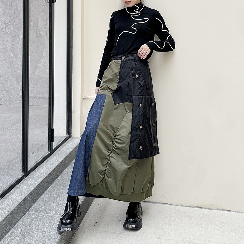 着痩せ レース プリーツスカート ロングスカート 2025新作INS スカート ハイウエスト レトロ ゆったり マキシスカート 気質 バブル・バルーンスカート 日系 スカート