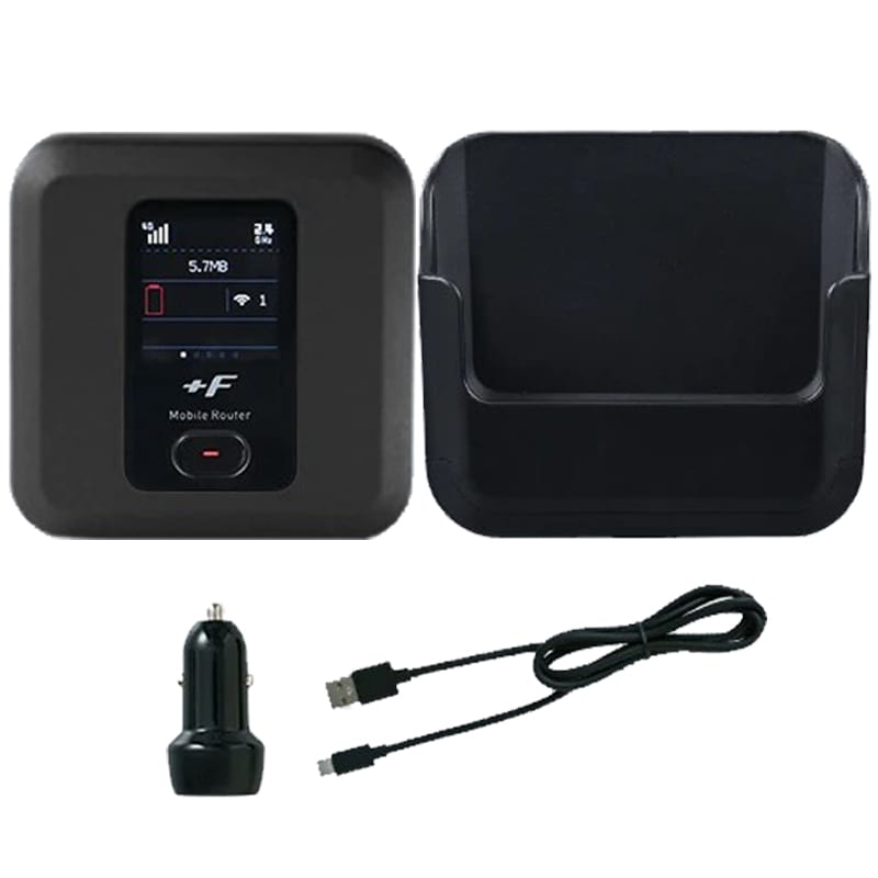 車載用ポケットwifiルーター　カーコネクトセット　+F FS040W（バッテリーレス）　マットブラック
