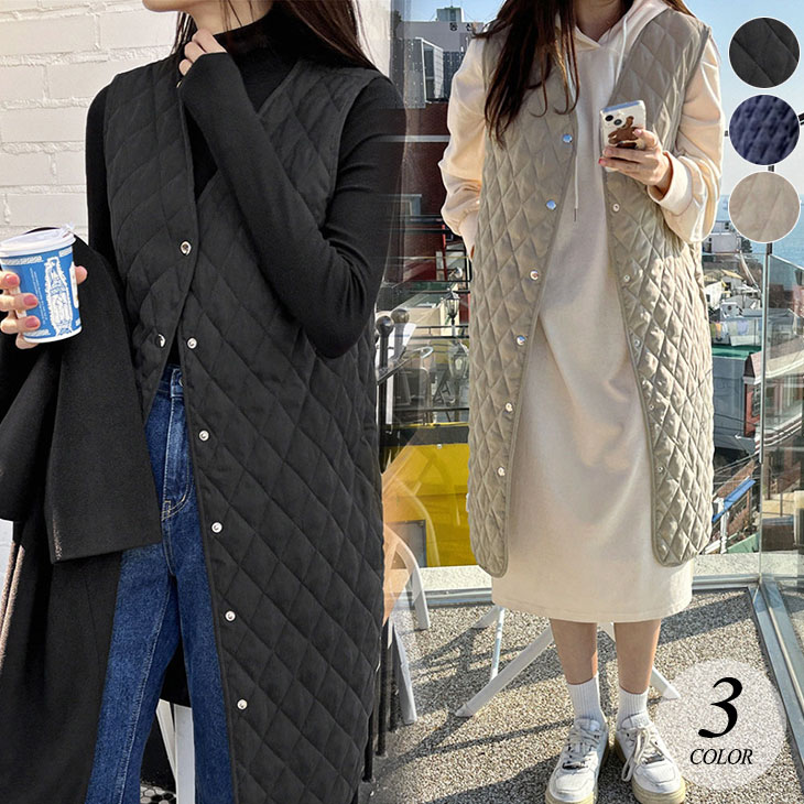 キルティング ダウン ベスト レディース アウター 秋 冬 コート ジレ ジャケット オーバーサイズ ブルゾン きれいめ カジュアル 防寒 羽織り 体型カバー 可愛い おしゃれ 韓国ファッション