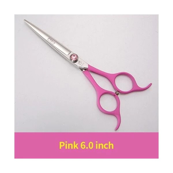 フェニスプロフェッショナルカラフルな6.5インチペット犬小動物グルーミングヘアカットストレートハサミ Pink 6.0 inch