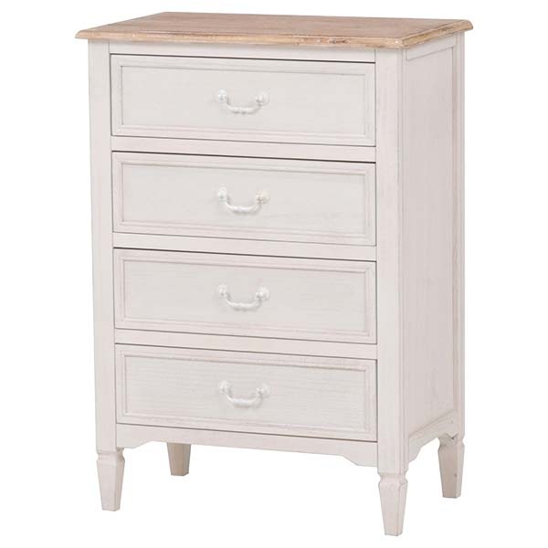 4段 チェスト 収納 W60xD35xH85cm シャビーシック アンティーク ホワイト 完成品 シンプル カフェ 韓国 インテリア ブロカント 1人暮らし 20代 30代