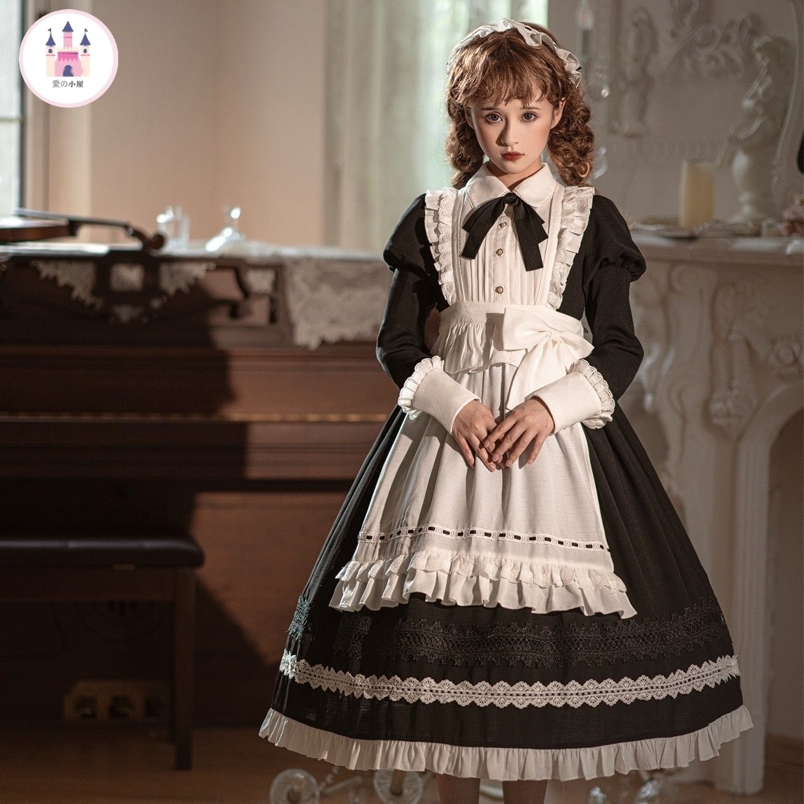 オリジナルデザインリトルメイドopロリータロリータ長袖ワンピース四季エプロン着脱可能卒業式 8,176円