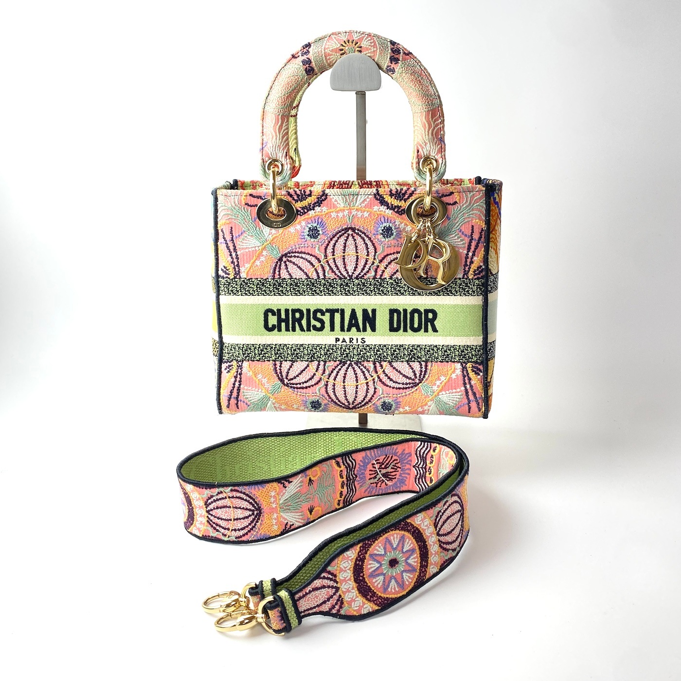 美品 ディオール DIOR レディディライト ミディアム ショルダー ハンドバッグ