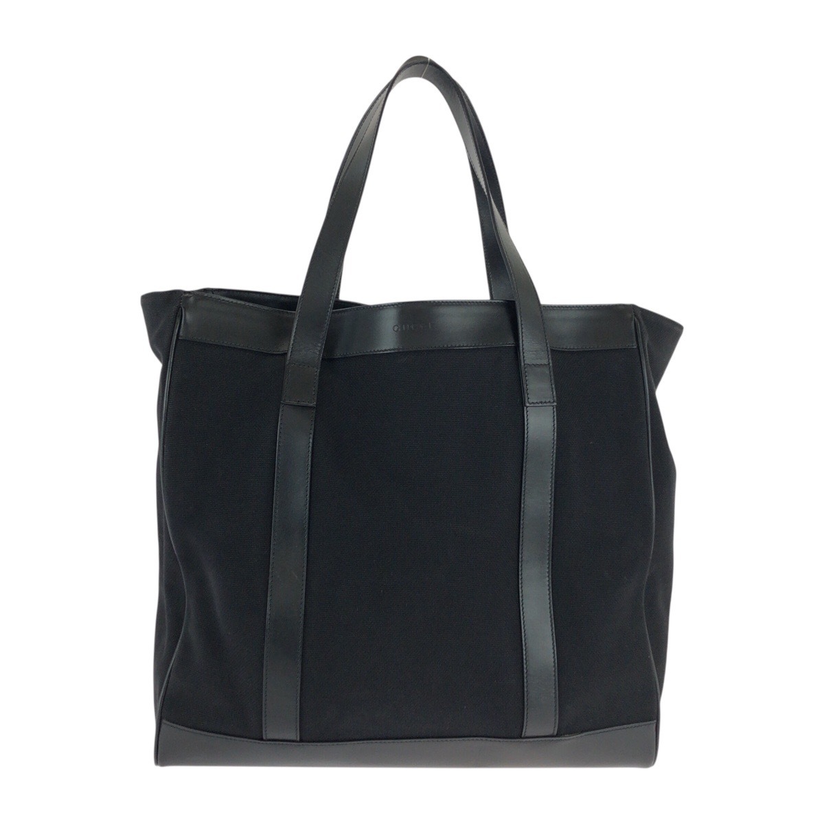 美品 ブラック 黒 シルバー金具 キャンバス/レザー 91384 トートバッグ ビジネスバッグ ショルダーバッグ メンズ 601316