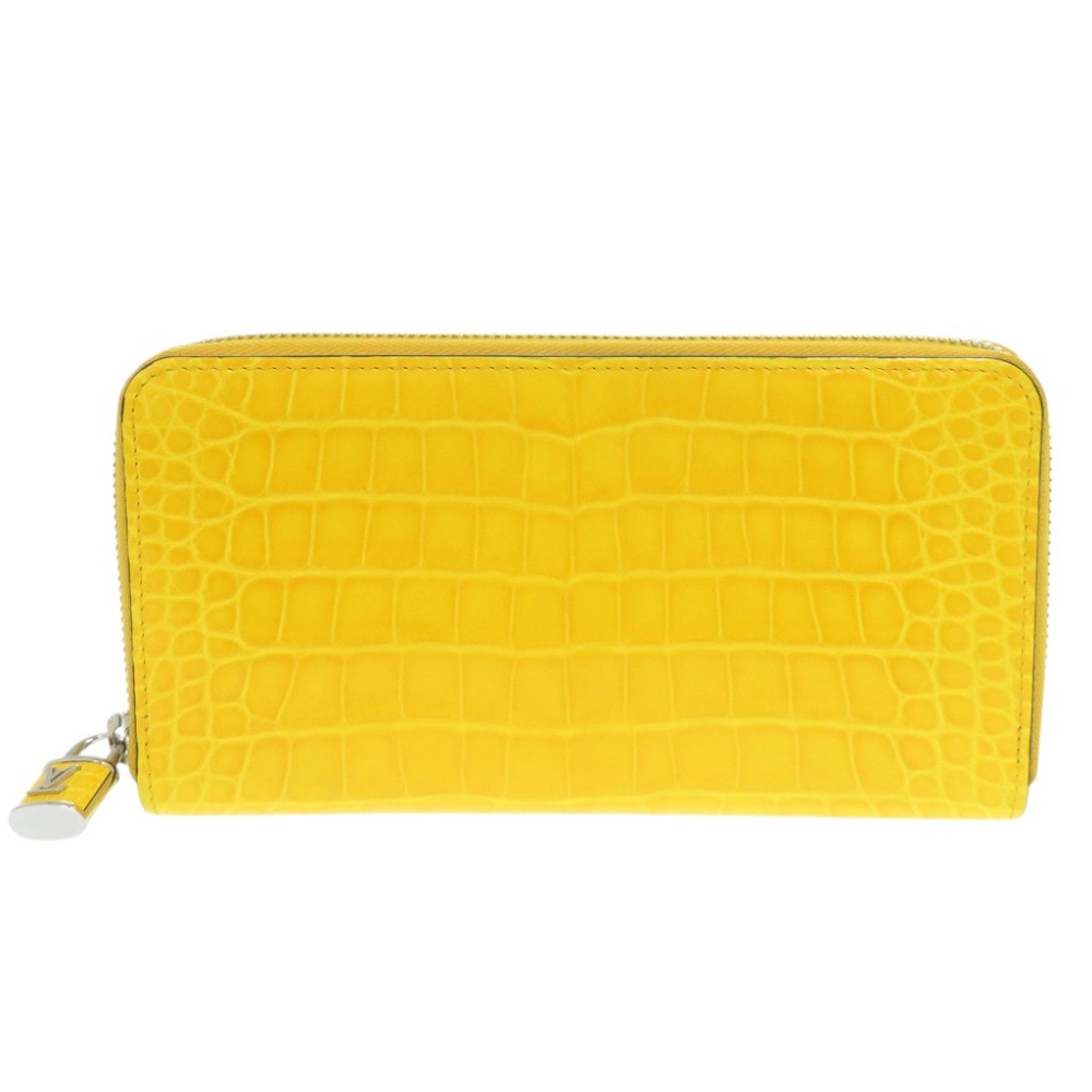 新品同様 ラウンドファスナー ジッピーウォレット N93611 長財布 アリゲーター ジョーヌゴールド LV 1739【中古】 レディース