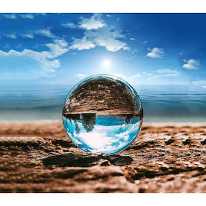 クリスタルボール無色透明撮影 水晶玉 ガラス玉　ガラスのボール 台座付き 風水グッズ　マジックボール