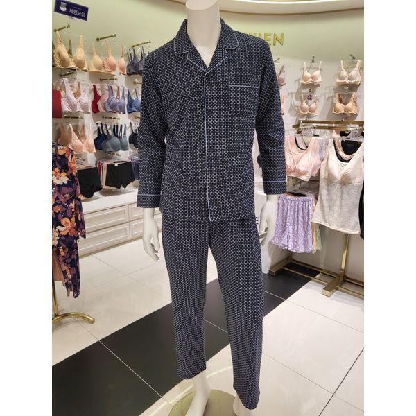 綿ポリ幾何学プリント男性パジャマ(MP8794A)