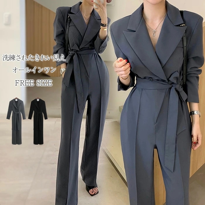 オールインワン レディース パンツドレス ドレス パンツ 大きいサイズ シンプル オフィス カジュアル レディース ファッション エレガント 着やせ キレカジ シンプル カジュアル OL 通勤 結婚式