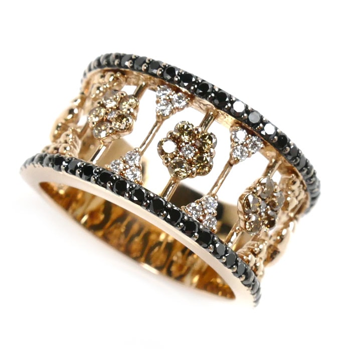 Sirena Azzurro セイレーン アズーロ K18PG ピンクゴールド リング・指輪 ダイヤモンド0.12ct/0.30ct/0.28ct 19号 12.8g ユニセックス 中古