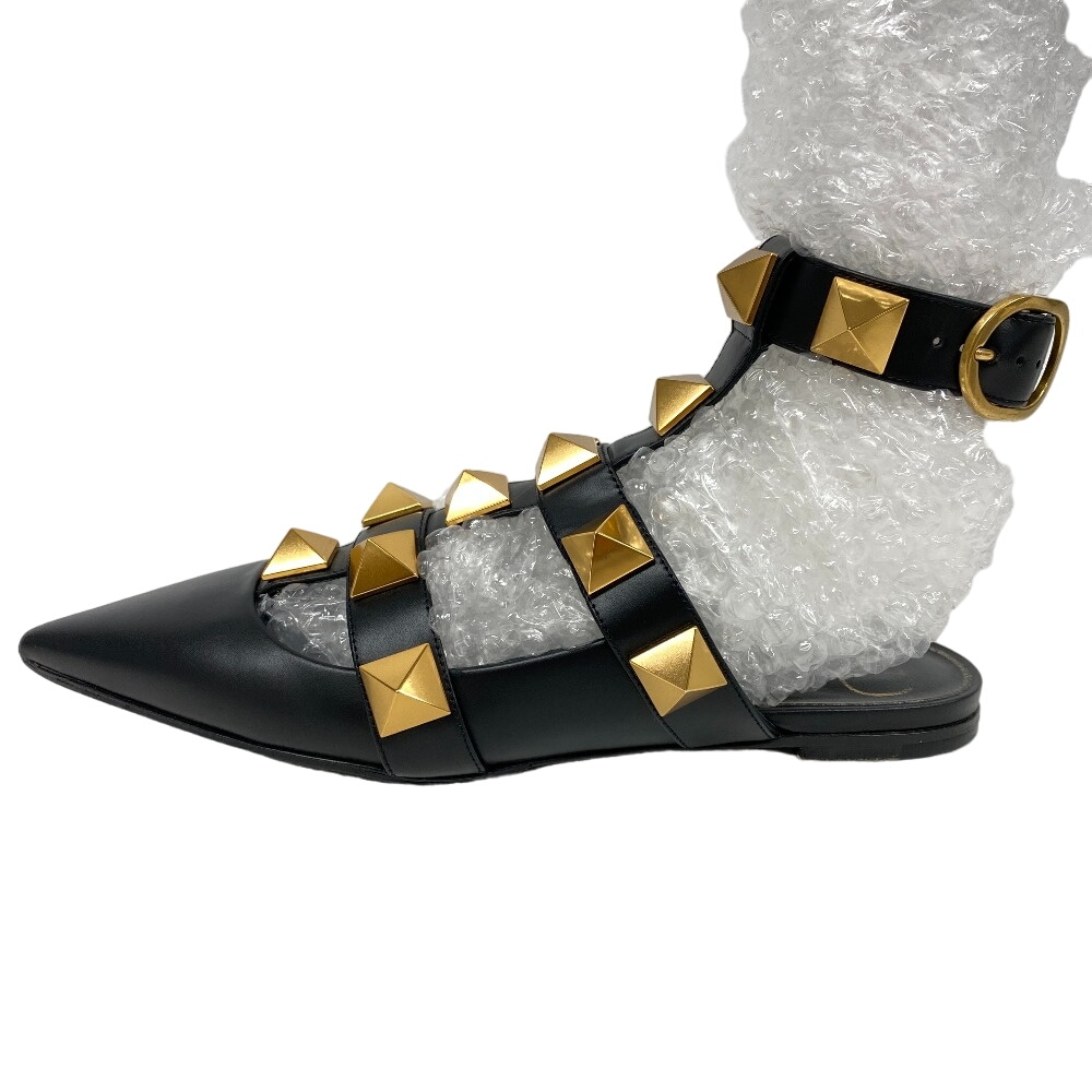 VSVBY5 ロックスタッズ 37 ミュール レザー サンダル ブラック レディース ブランド