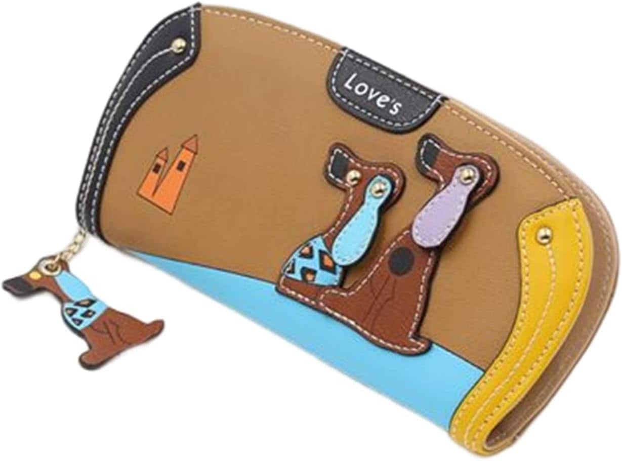 【20%OFFクーポン】犬柄 長財布 学生 レディース 大きい 英字柄 バイカラー ファスナー 財布 大容量 お手頃 多機能 取り出しやすい 中仕切り有り カード入れ 小銭入れ スキミング防止 ウォレ