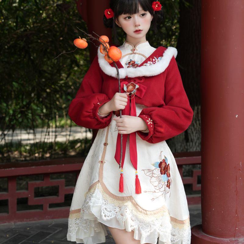 送 料 無 料正規品紅山茶新韓国要素lolitaコートワンピースセット新