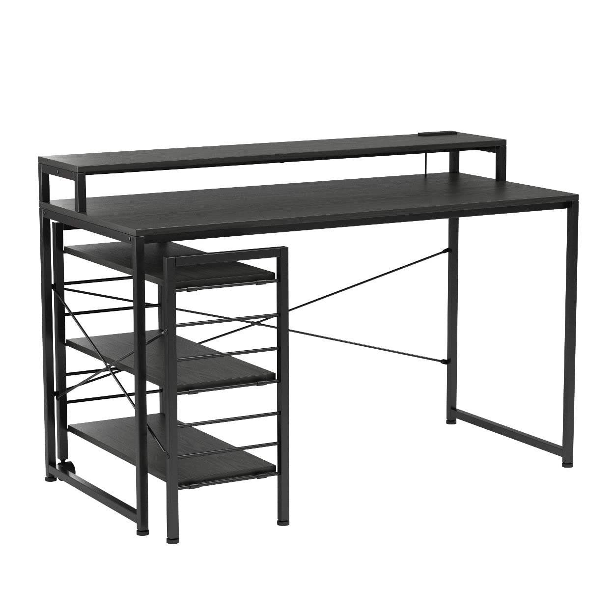 アイリスプラザ パソコンデスク ラック付き PC/オフィスデスク 机 省スペース おしゃれ 収納 ワークデスク 書斎 学習机 ブラック 幅120cm RTID-1200 41474